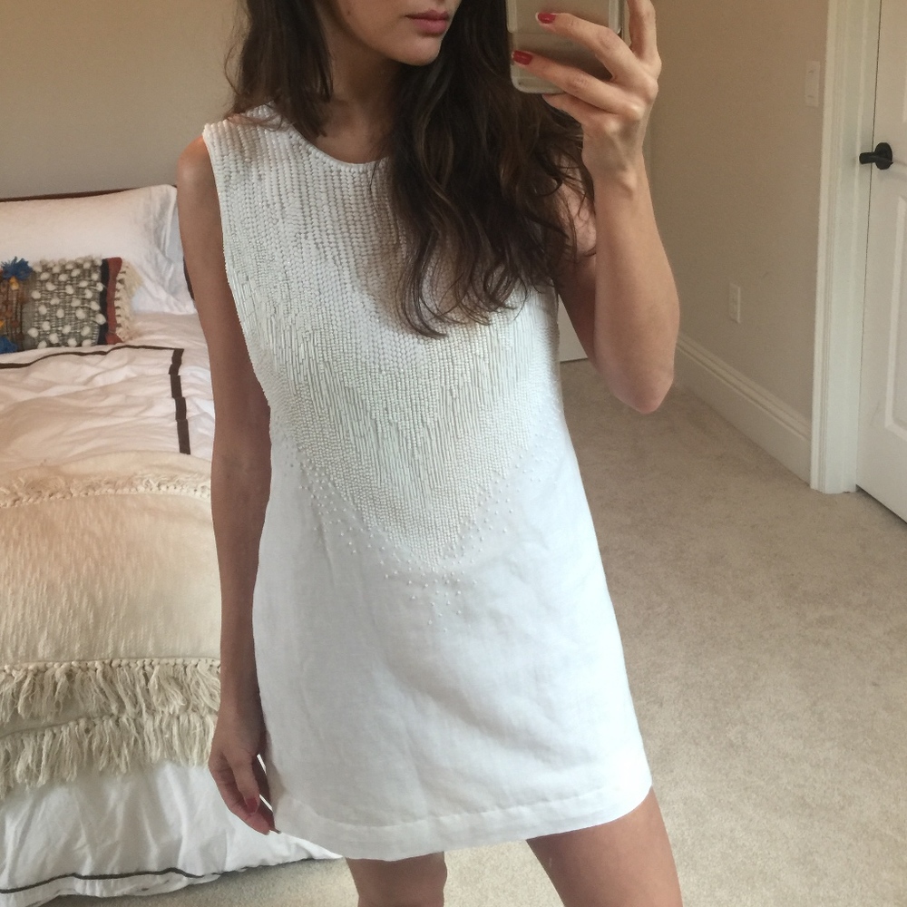 French Connection Beaded White Mini Dress